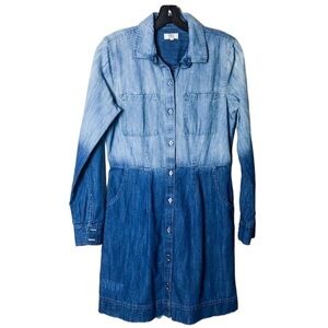 True Craft Blue Ombré Jean Chambray Long Sleeve Duster Medium